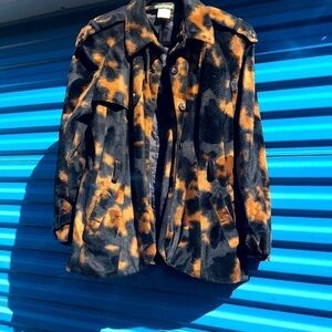Harve Benard Vintage black&brown mottled coat w/button closure size 14